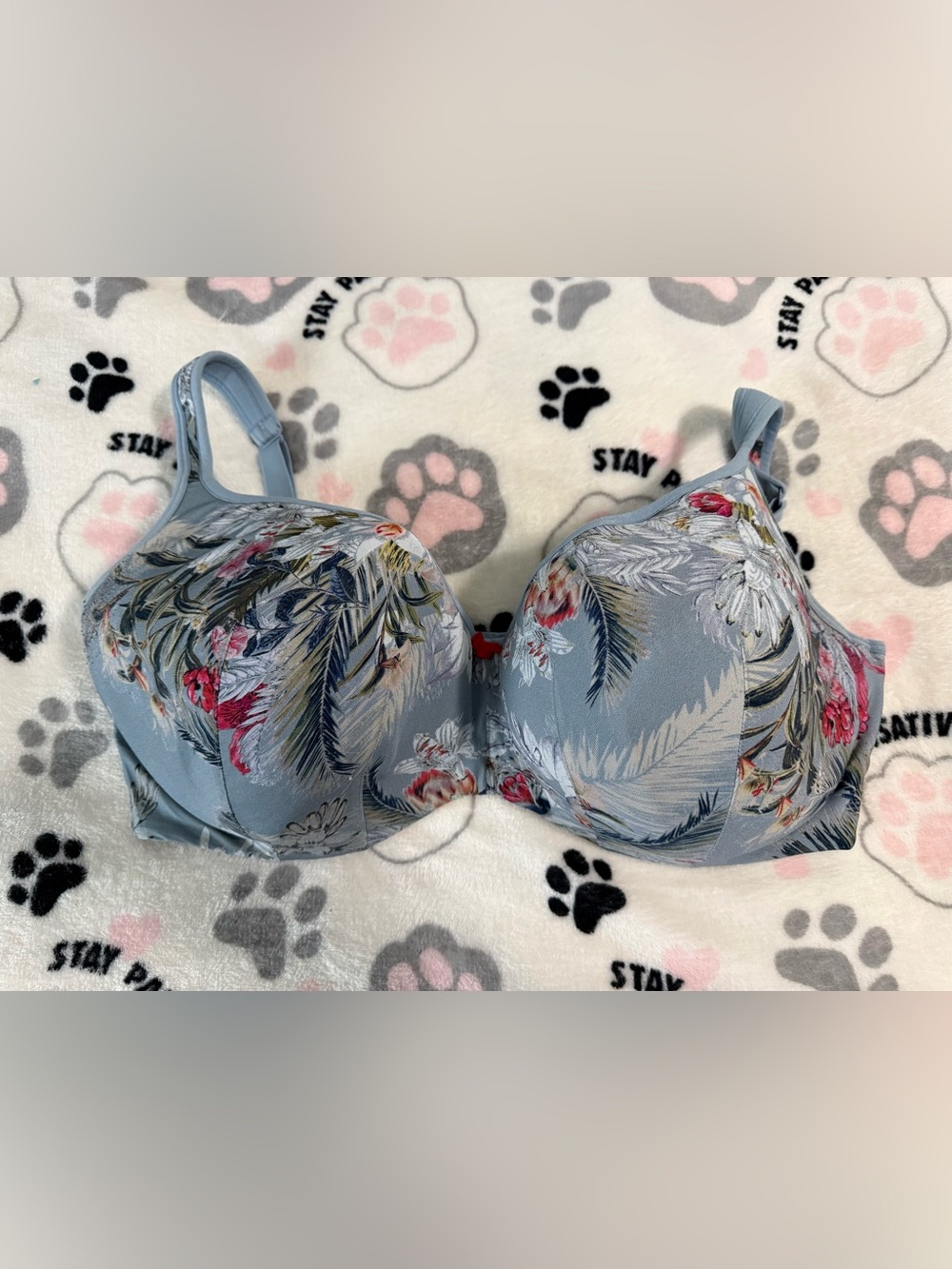 Light Blue Floral Underwire Bra - 44F